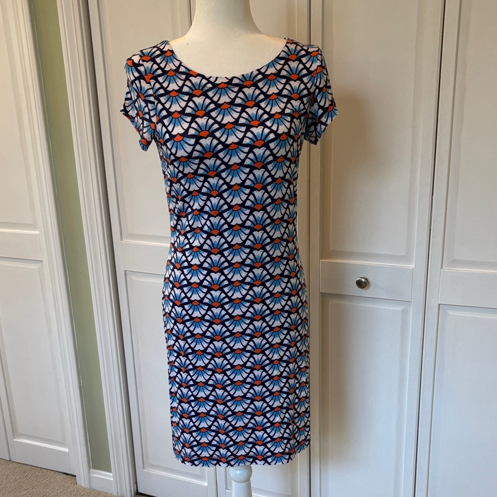 Hatley Blue and Orange Geometric Mini Dress